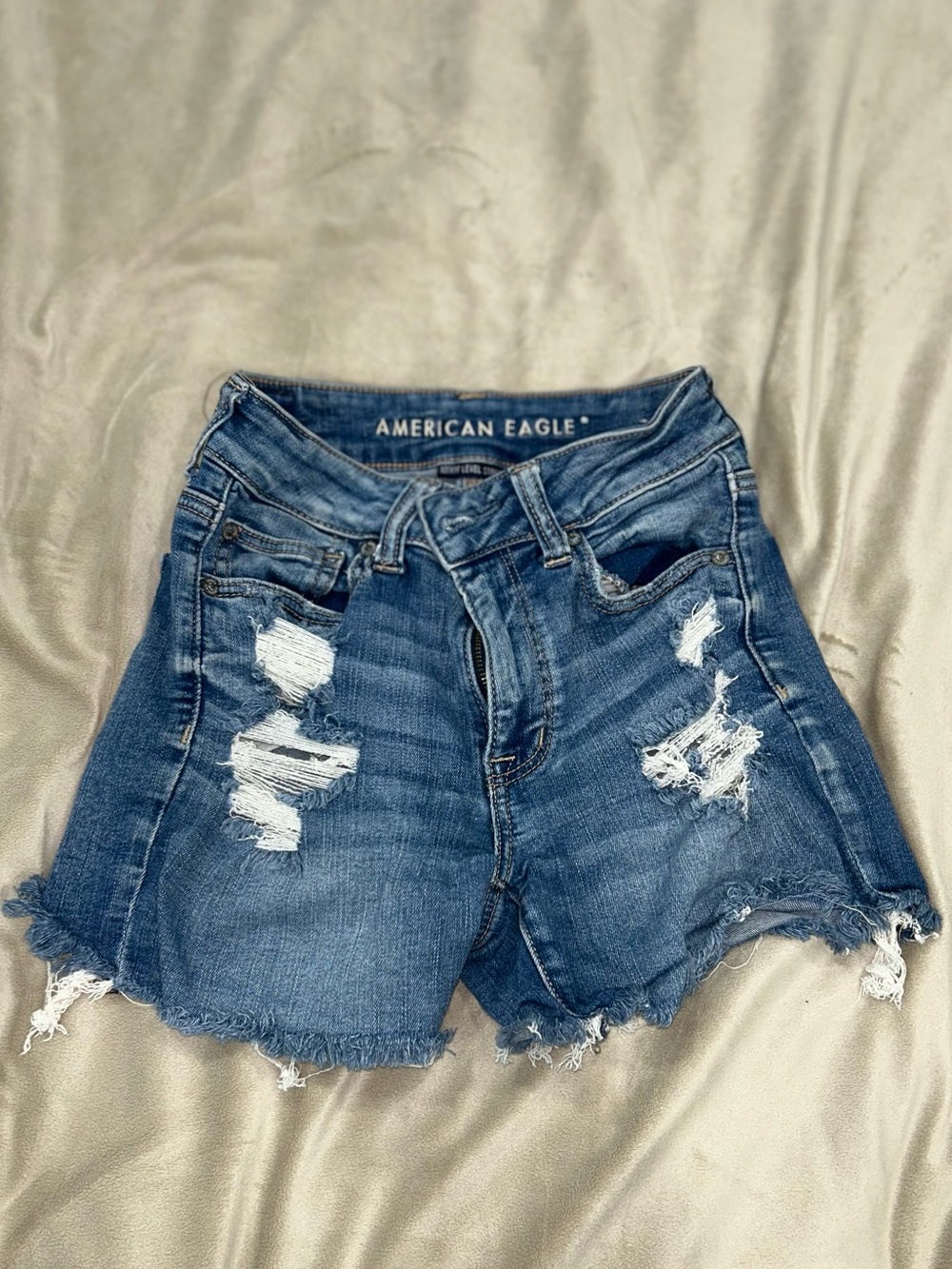American Eagle Outfitters Distressed Denim Jean Shorts - Blue